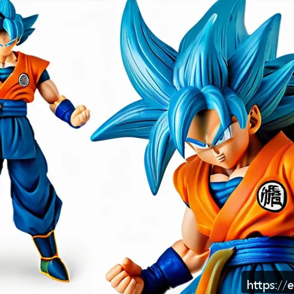 캐릭터 완구 애니메이션 연계 - Highly detailed collectible figure of a Dragon Ball character in dynamic action pose, wearing iconic...